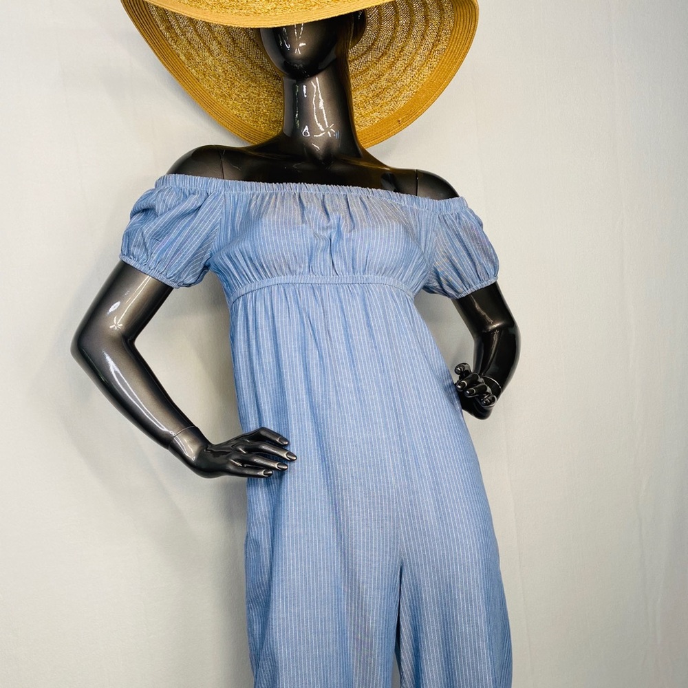 KIMCHI BLUE STRIPED OFF THE SHOULDERS JU…